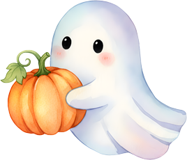 Cute Ghost Coming Out Of Pumpkin